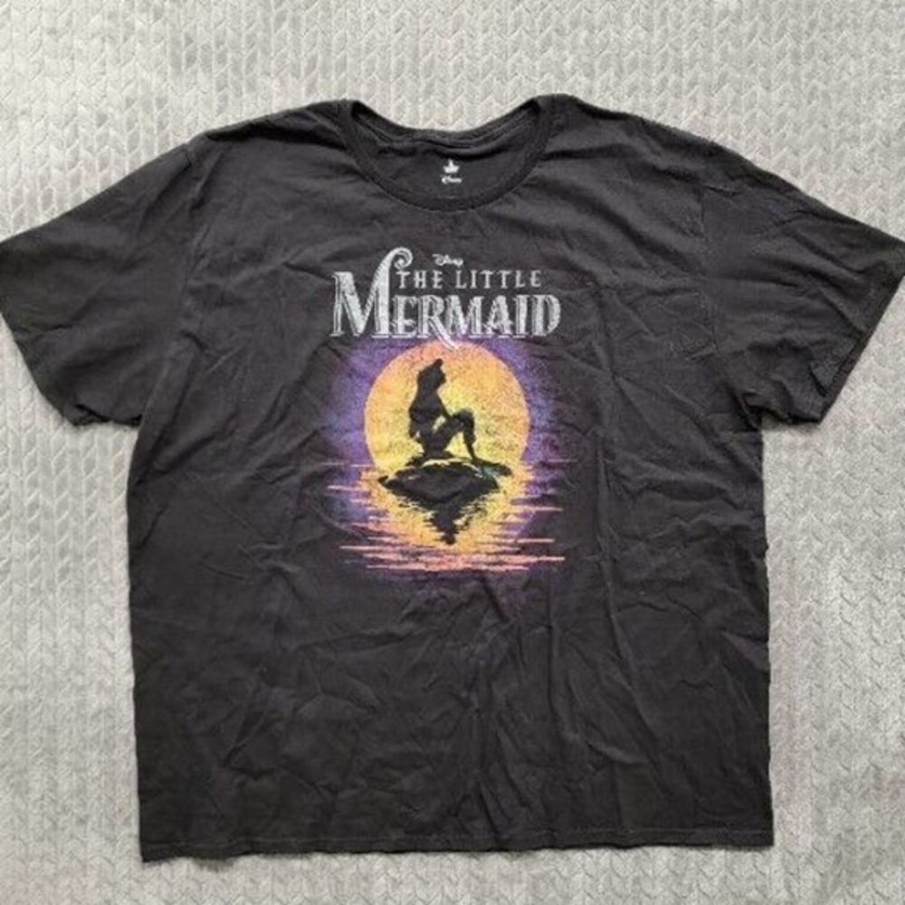 Disney The Little Mermaid Princess Ariel Sunset Silhouette T-Shirt Men 3XL Black